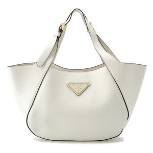 PRADA Tote Bag Leather White 1BG483